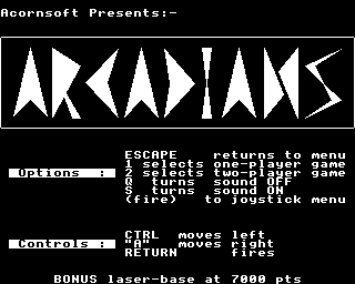 The Opening Screen To ARCADIANS On The Original English Release(s)