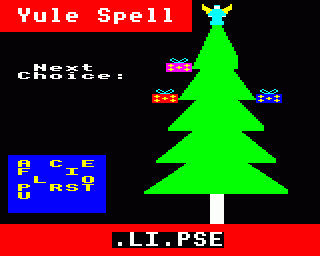A variant of Hangman in YULE SPELL for the Acorn Electron