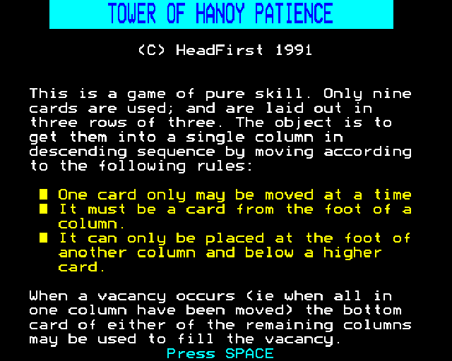Tower Of Hanoi Patience Screenshot 0