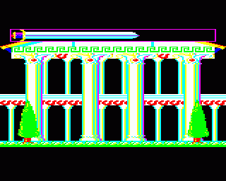 The familiar environment of a Mode 2 graphic adventure, very reminiscent of Codename: Druid and Palace Of Magic