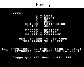 FIREBUG is yet another one screen platformer - don't all start leaping up and down all at once!