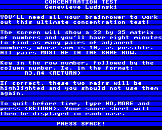Concentration Test Screenshot 0
